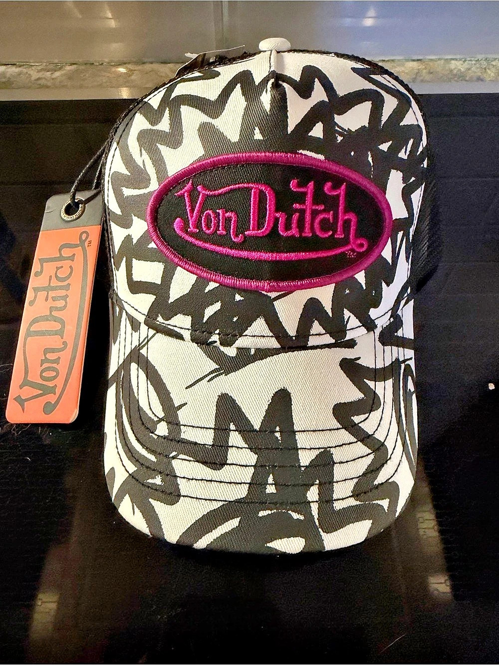Von Dutch Graffiti Trucker Hat White & Purple